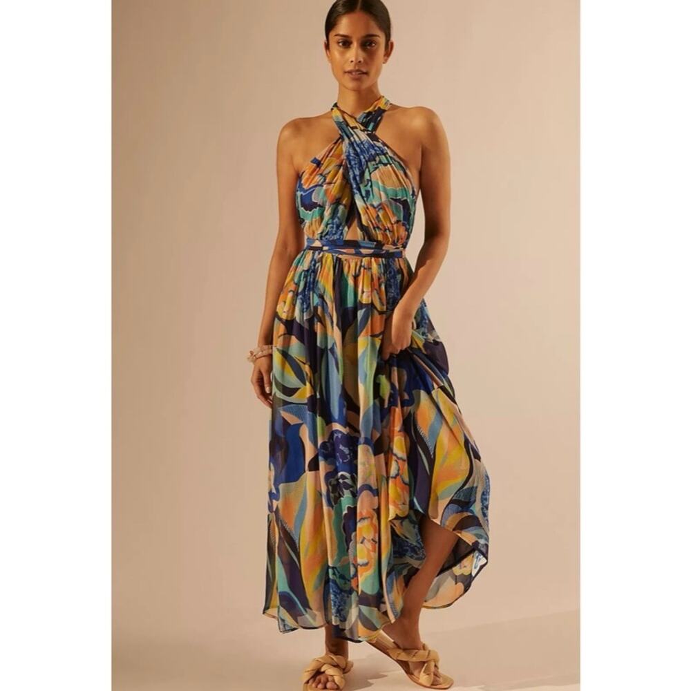 NEW Anthropologie Alexandra Farmer Printed Maxi Dress - Picture 2 of 9